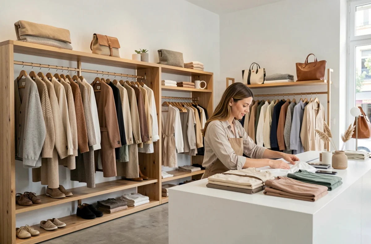 Beaucoup Store à Avignon avec une sélection soignée de vêtements et accessoires dans un décor minimaliste aux influences scandinaves