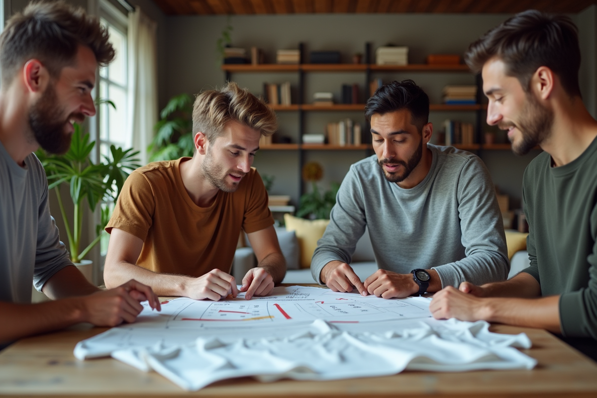 Groupe de personnes comparant des tailles de vêtements