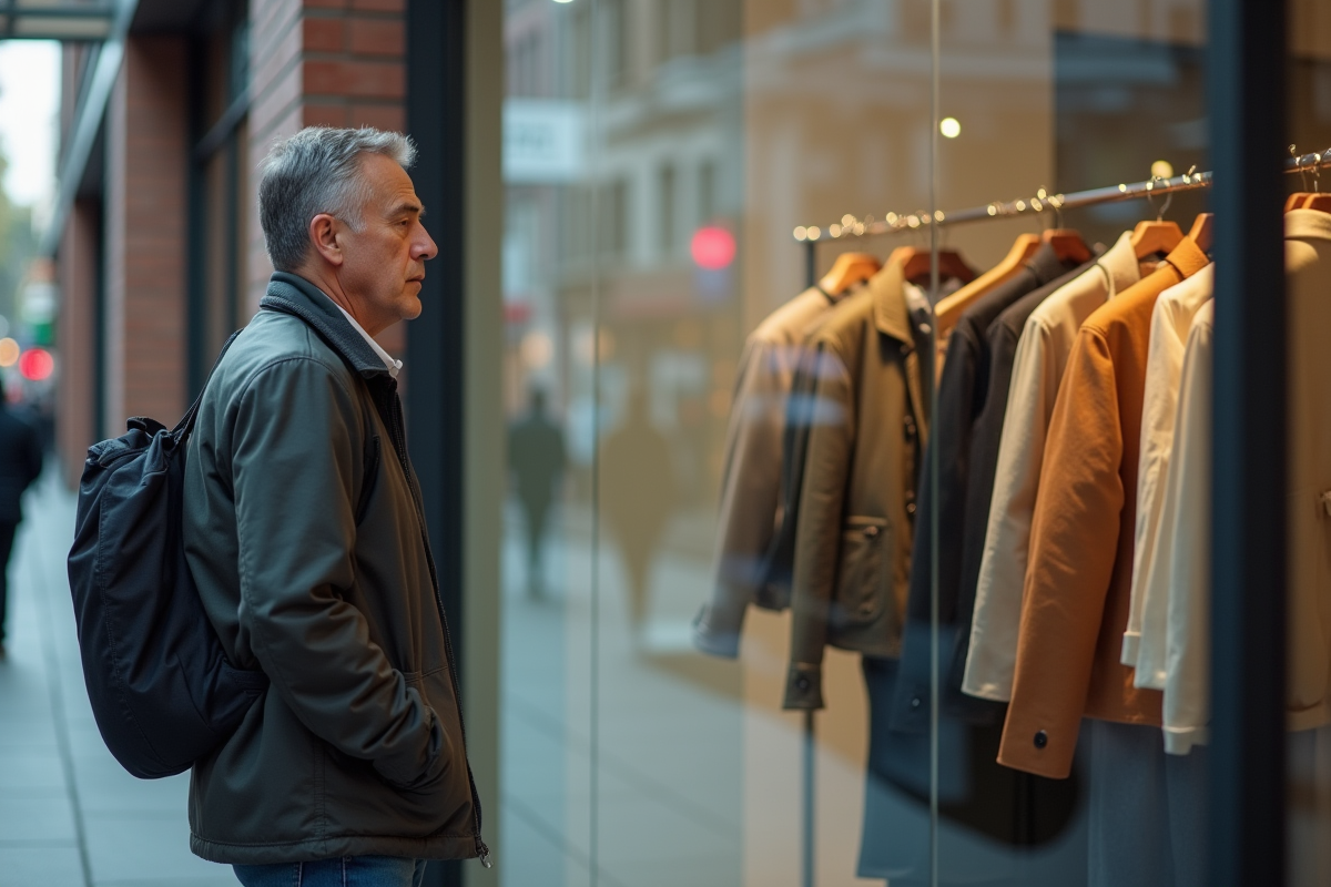 Homme regardant la vitrine d