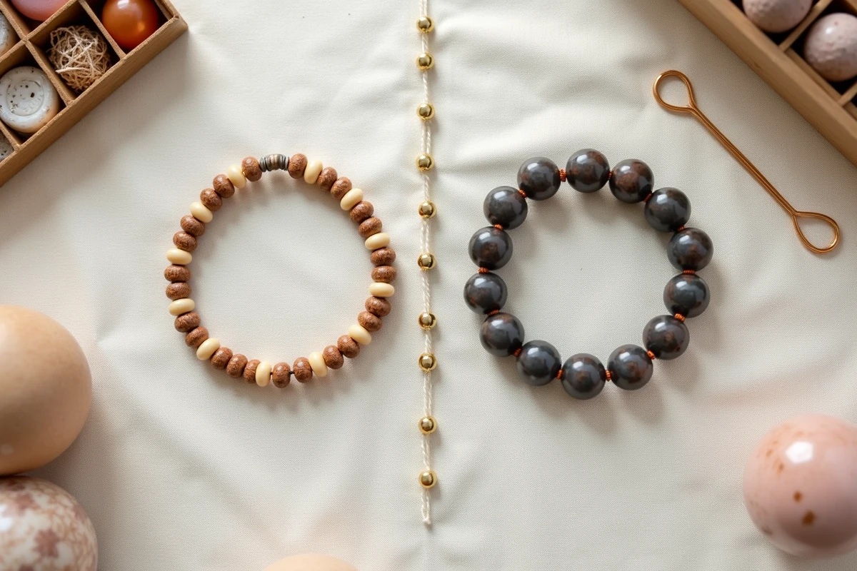 Vue à plat comparant un kit de bracelet bas de gamme et un kit haut de gamme avec matériaux et accessoires détaillés