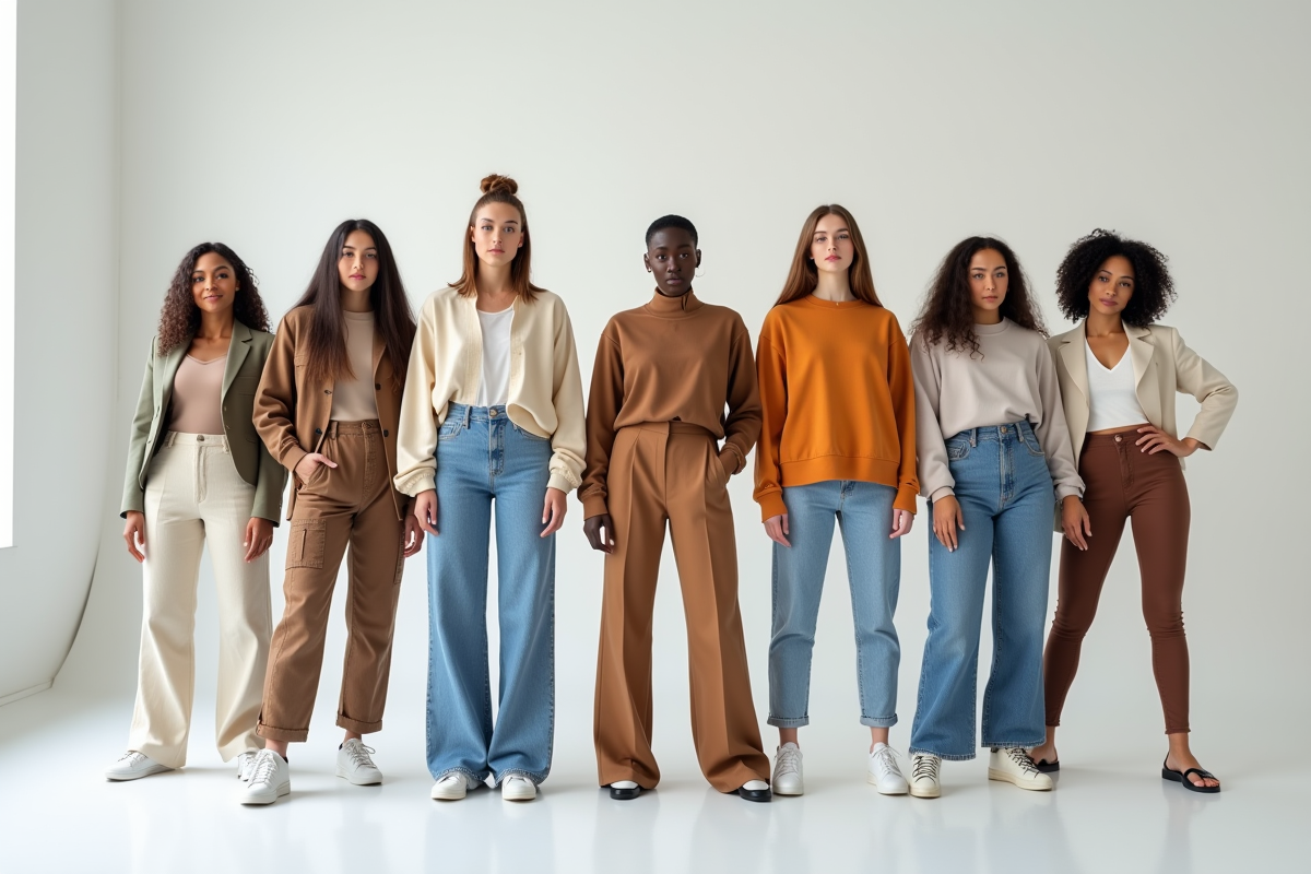Groupe de mannequins femmes diverses en studio mode