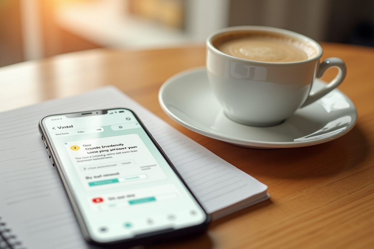 Smartphone affichant l application Vinted avec notification de limite de ventes